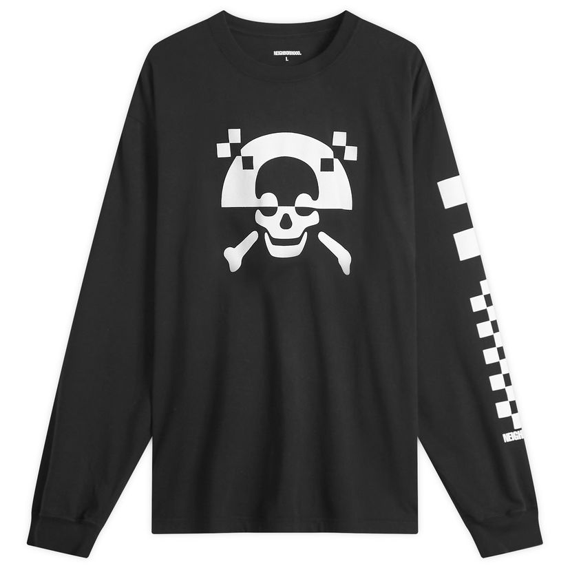 Majica kratkih rukava Neighborhood Neighborhood LS-5 Skull Print Long Sleeve T-Shirt, Size Large Crna | 242PCNH-LT05-BLK