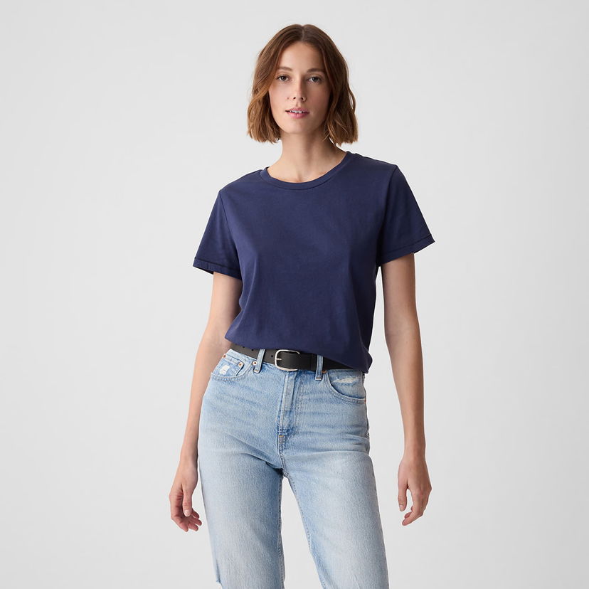 Majica kratkih rukava GAP Basic Crewneck Tee Navy Uniform Tamnoplava | 795346-03
