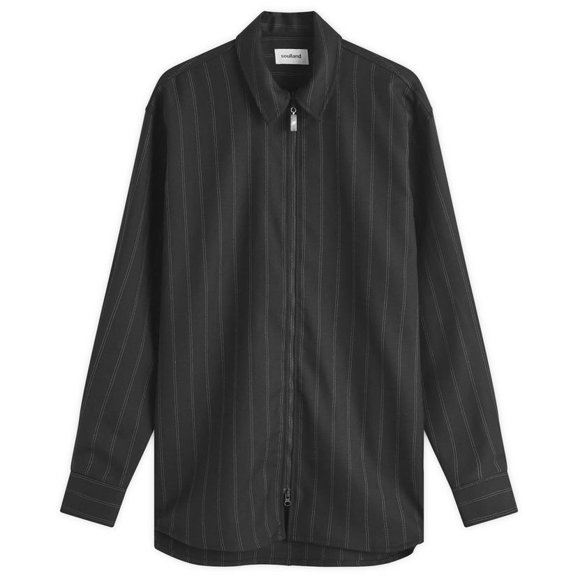 Jakna Soulland Zip Shirt Jacket With Pattern Crna | 42029-1325-BLK