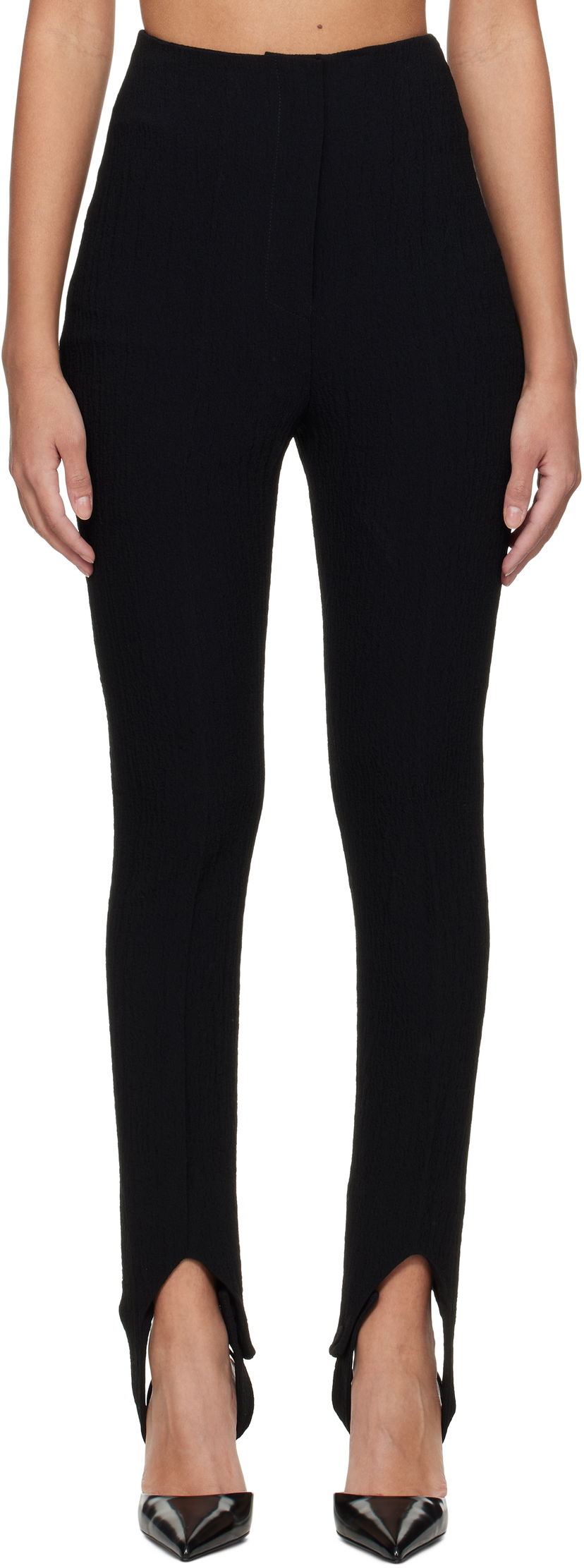 Hlače Nanushka Nanushka Savita Seersucker Stirrup Trousers Crna | NW25RSPA20199