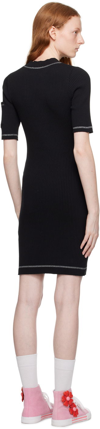 Haljina Moschino Moschino Jeans Button Ribbed Knit Mini Dress Crna | 0425 8266, 2