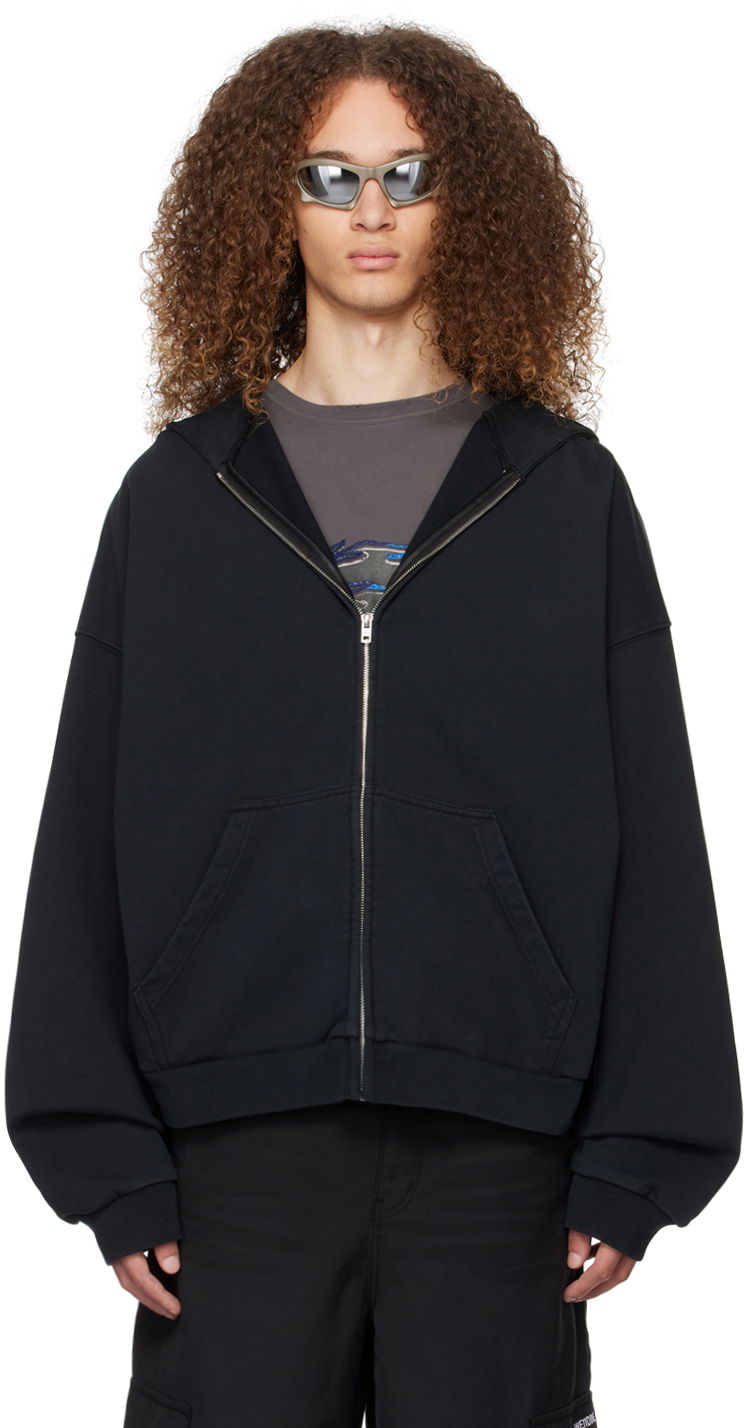 Dukserice We11done We11done Oversized Zip-Up Hoodie Crna | WD-TJ0-24-813-U-BK