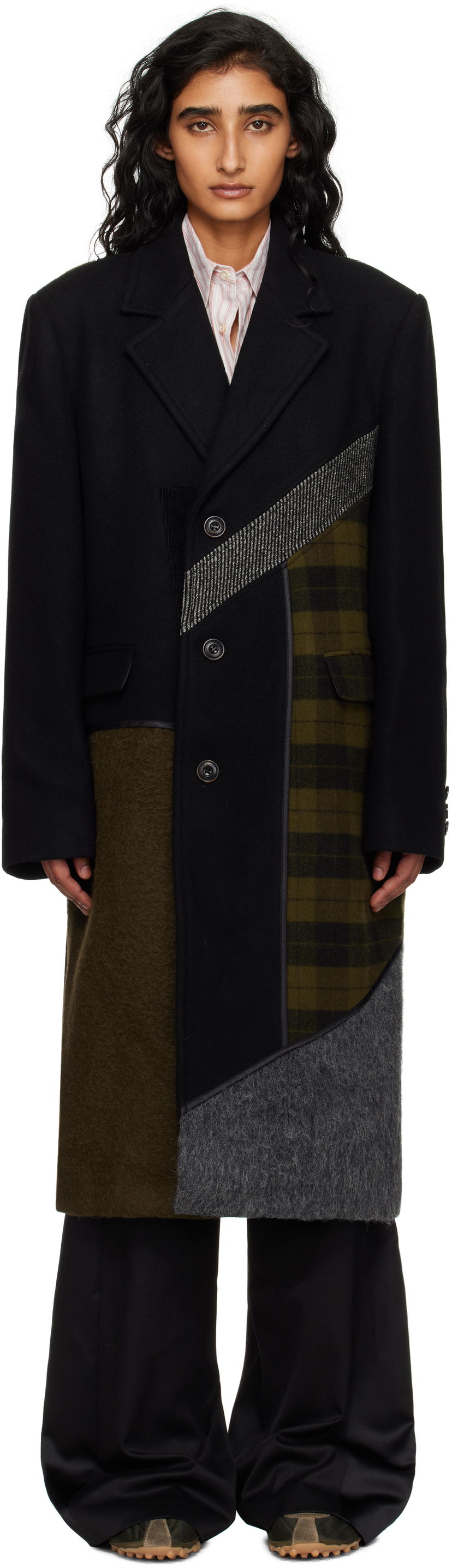 Kaputi Andersson Bell Andersson Bell Patchwork Wool Coat Crna | awa709m