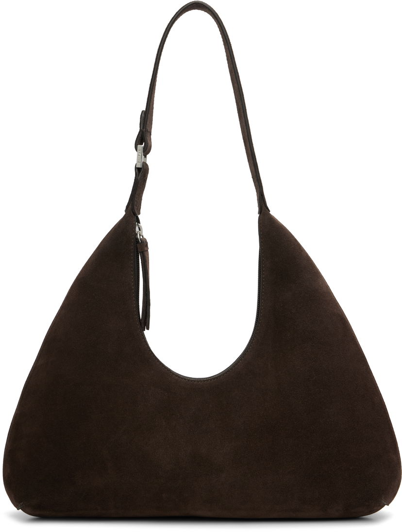 Torba za rame BY FAR BY FAR Amber Suede Shoulder Bag Smeđa | MWBSB001KL009BR054PL