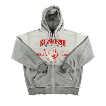 Dukserice Supreme True Religion Zip Up Hooded Sweatshirt Siva | FW21SW38 LIGHT GREY, 0