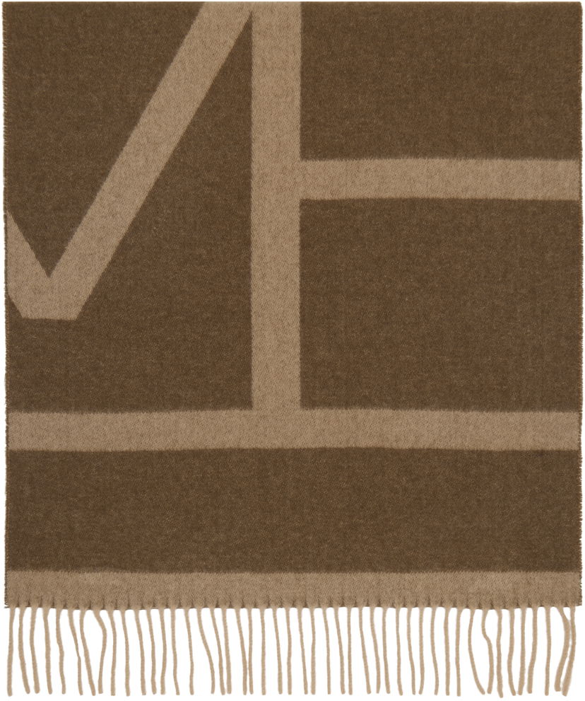 Šal TOTEME TOTEME Monogram Jacquard Wool Scarf Smeđa | 234-WSC908-FB0050