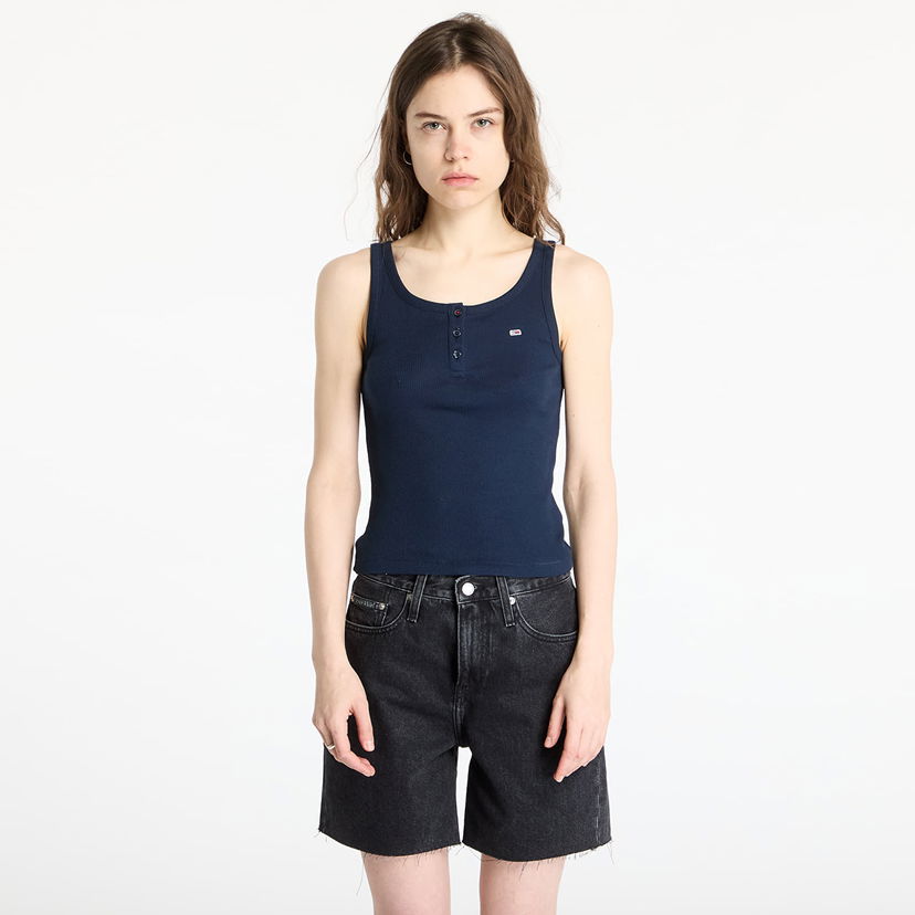 Majica bez rukava Tommy Hilfiger Tommy Jeans Slim Fit Button Tank Top Tamnoplava | DW0DW19492 C1G