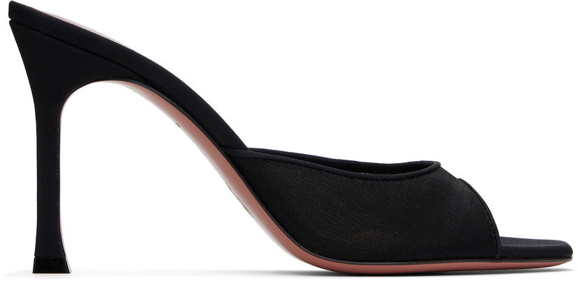 Dodaci Amina Muaddi Amina Muaddi Alexa Mesh Slipper 95 Heeled Sandals Crna | ALEXA MESH SLIPPER