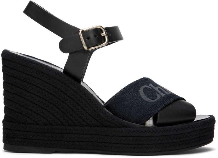 Dodaci CHLOÉ Chloé Piia Wedge Heeled Sandals Crna | CHC24U01YKR