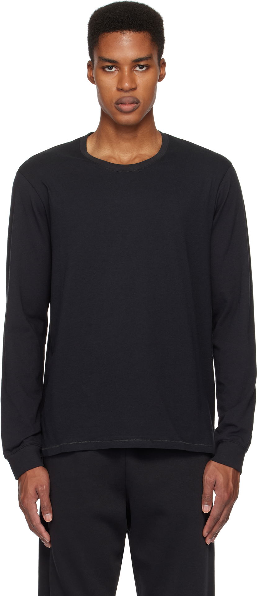 Majica kratkih rukava SKIMS Cotton Classic Long Sleeve T-Shirt Crna | LS-LST-6350M