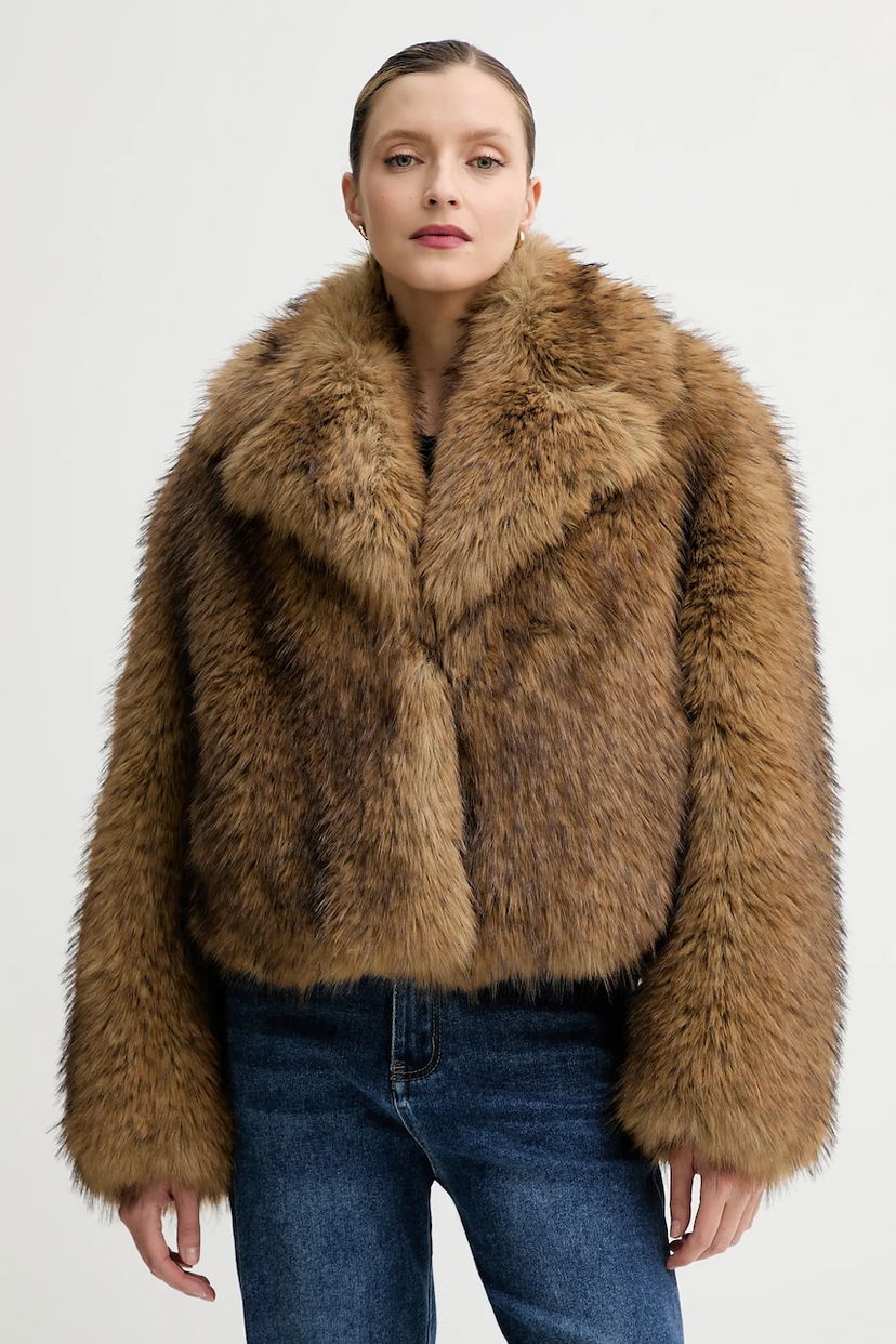 Kaputi STAND STUDIO Cropped Faux Fur Coat Samara Smeđa | 61701.9405