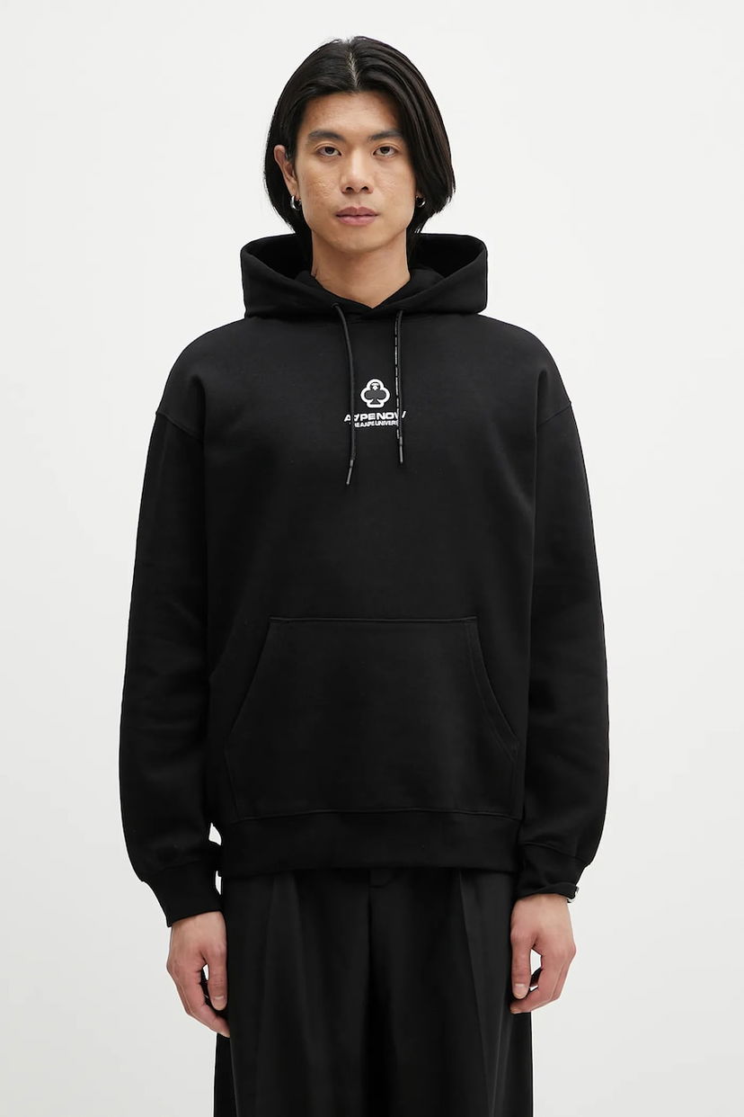 Dukserice AAPE by A Bathing Ape AAPE Now Hoodie with Application Crna | AAPSWMB323XXN