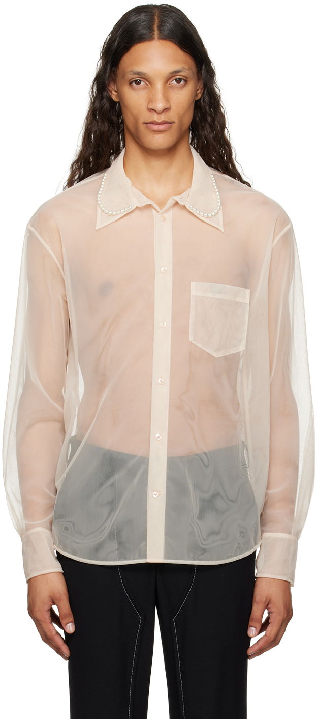 Košulja Simone Rocha Simone Rocha Pearl Organza Shirt Bež | 5289B 0069