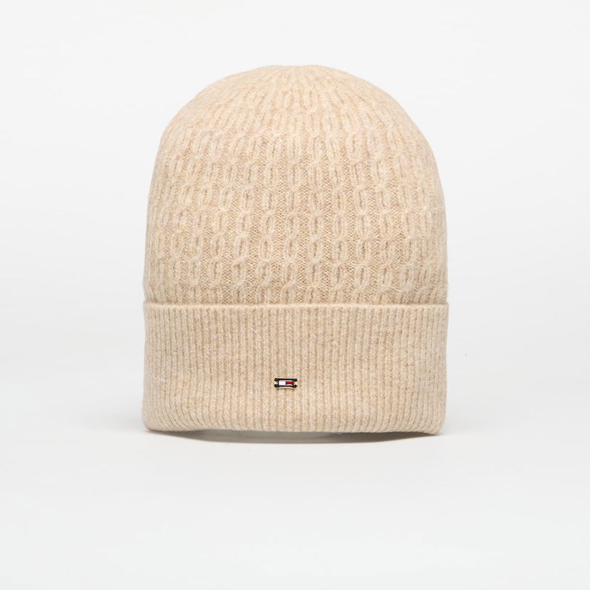 Kapica Tommy Hilfiger Tommy Hilfiger Cable Enamel Flag Beanie Bež | AW0AW17776 RBT