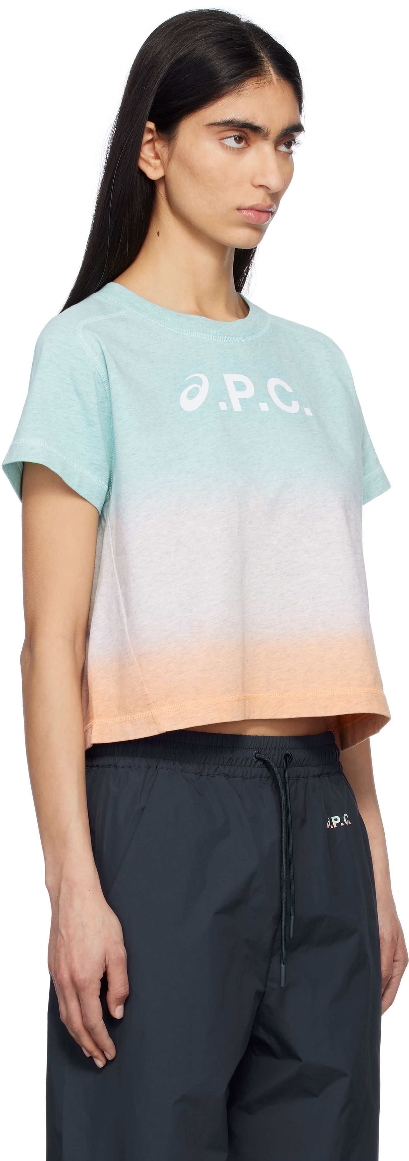 Crop top A.P.C. ASICS Edition Cloud Dip Dye Cropped T-Shirt by A.P.C. Tirkiz | COEAV-F26482, 1