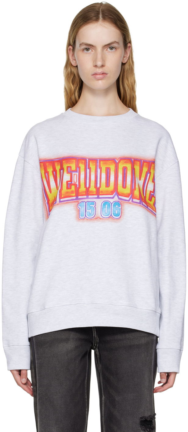 Džemper We11done We11done Crewneck Sweatshirt with Graphic Print Siva | WD-TS3-22-765-U-GY