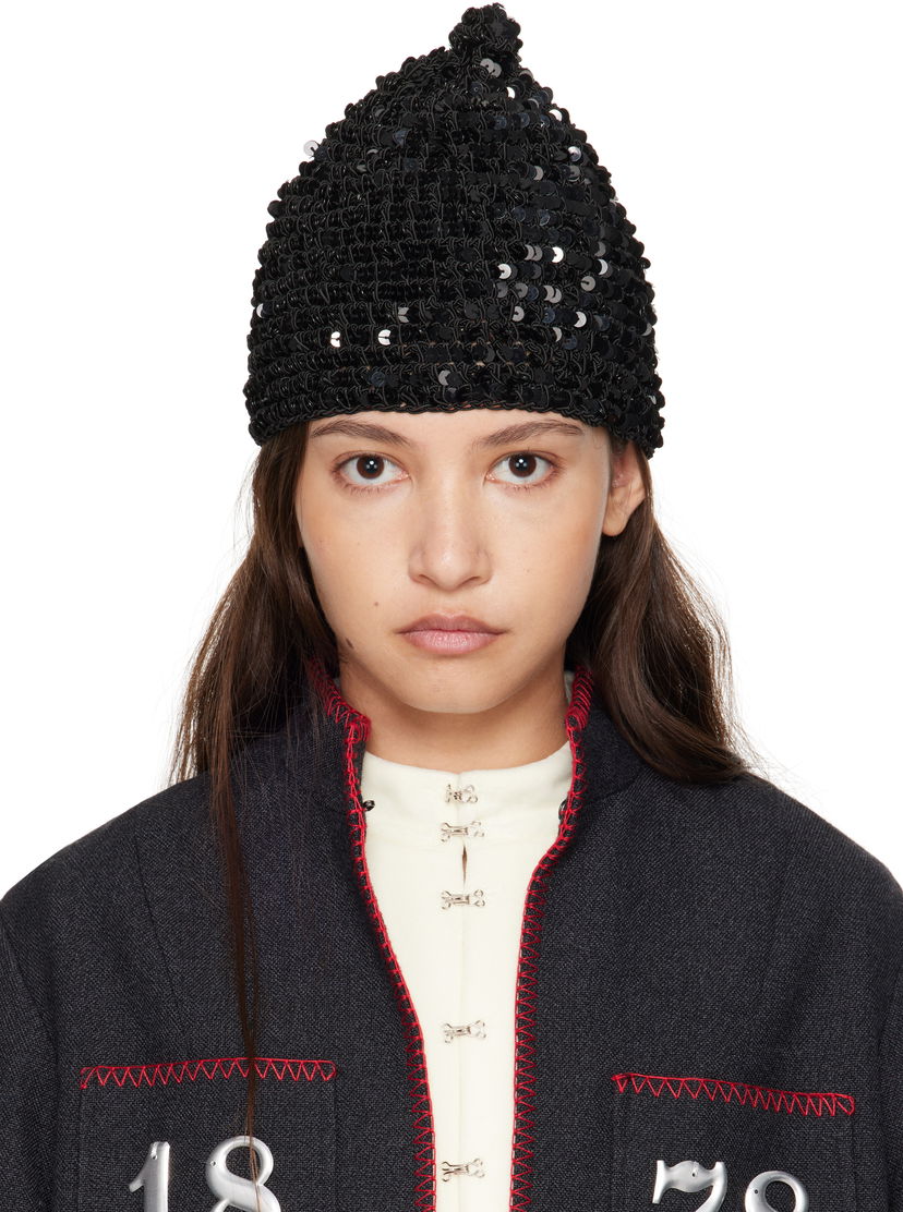 Kapica Bode Sequined Beanie Crna | MRF24KA012