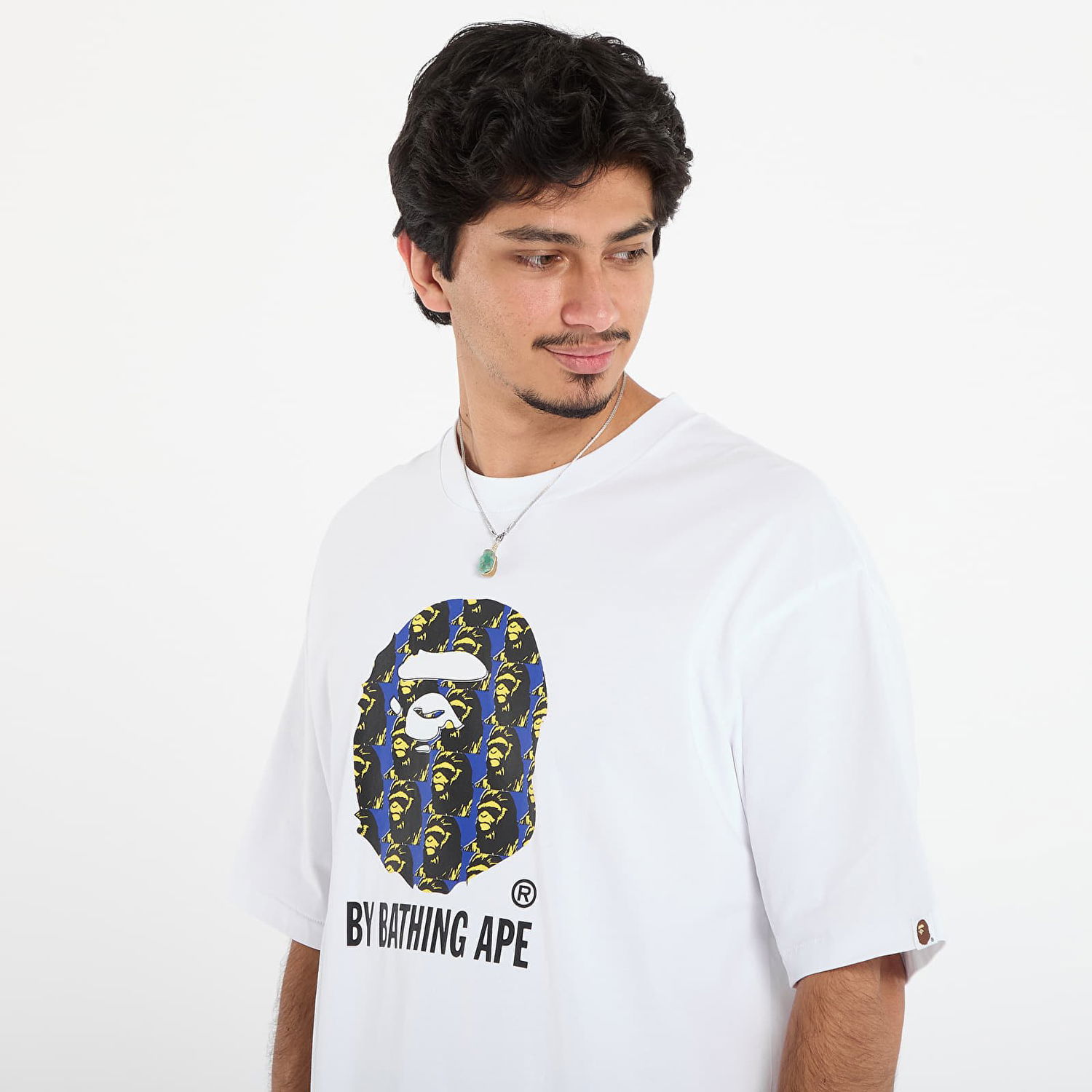Majica kratkih rukava BAPE Ape Head Pattern By Bathing Ape Relaxed Fit Tee Bijela | 001TEL801309MWHT, 1