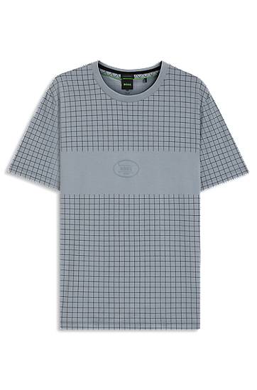 Majica kratkih rukava BOSS Pima Cotton T-Shirt with Check Print Plava | 50543806