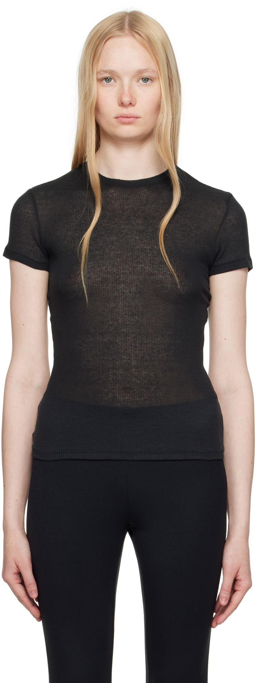 Majica kratkih rukava SKIMS SKIMS Sheer Cotton T-Shirt Crna | SS-STT-8234W