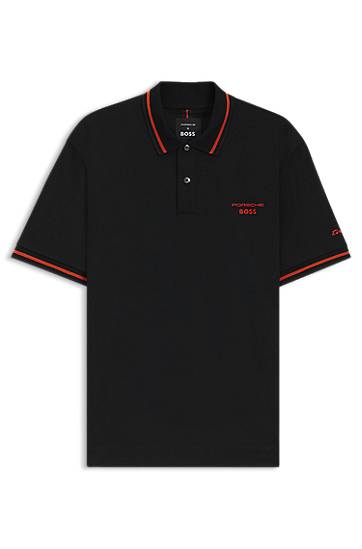 Polo majica BOSS Porsche x BOSS Cotton Polo Shirt with Moisture Control Crna | 50543257