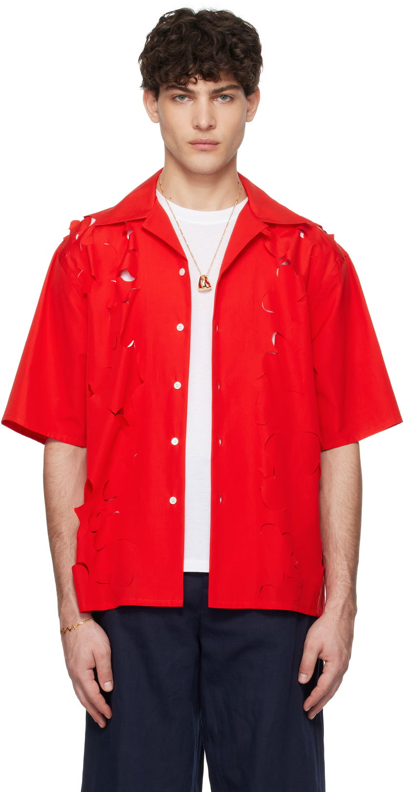 Košulja Marni Marni Cut Out Bowling Shirt Crvena | CUMU0342S0 USR013
