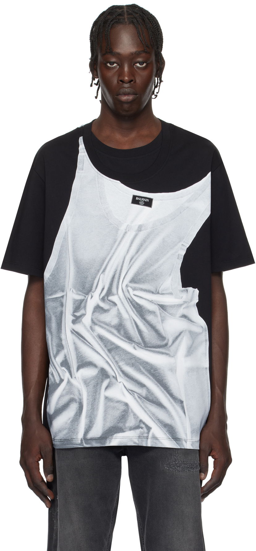Majica kratkih rukava Balmain Tank Top Print T-Shirt Crna | EH1EG028GE37