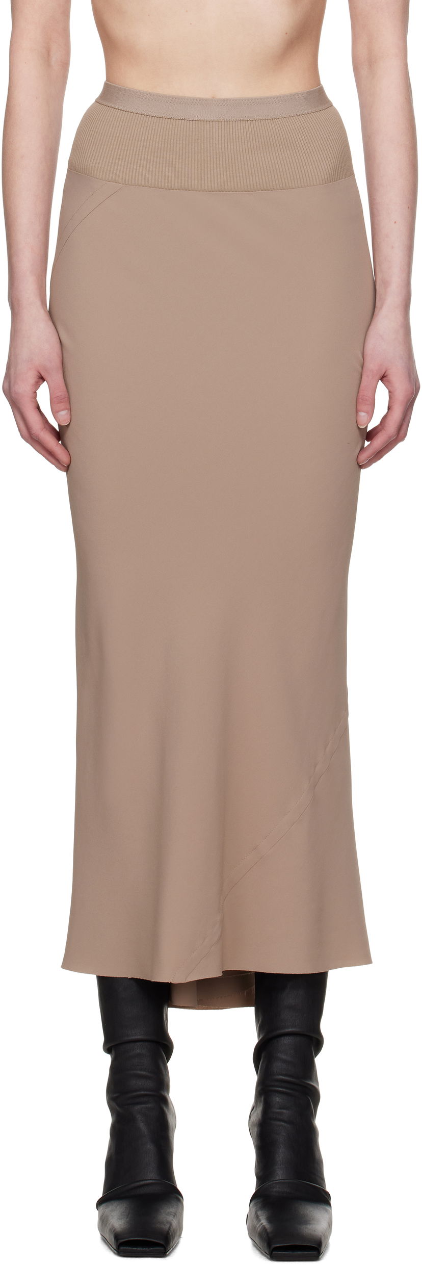 Suknja Rick Owens Rick Owens Hollywood Calf Bias Maxi Skirt Bež | RP01E7334 CC