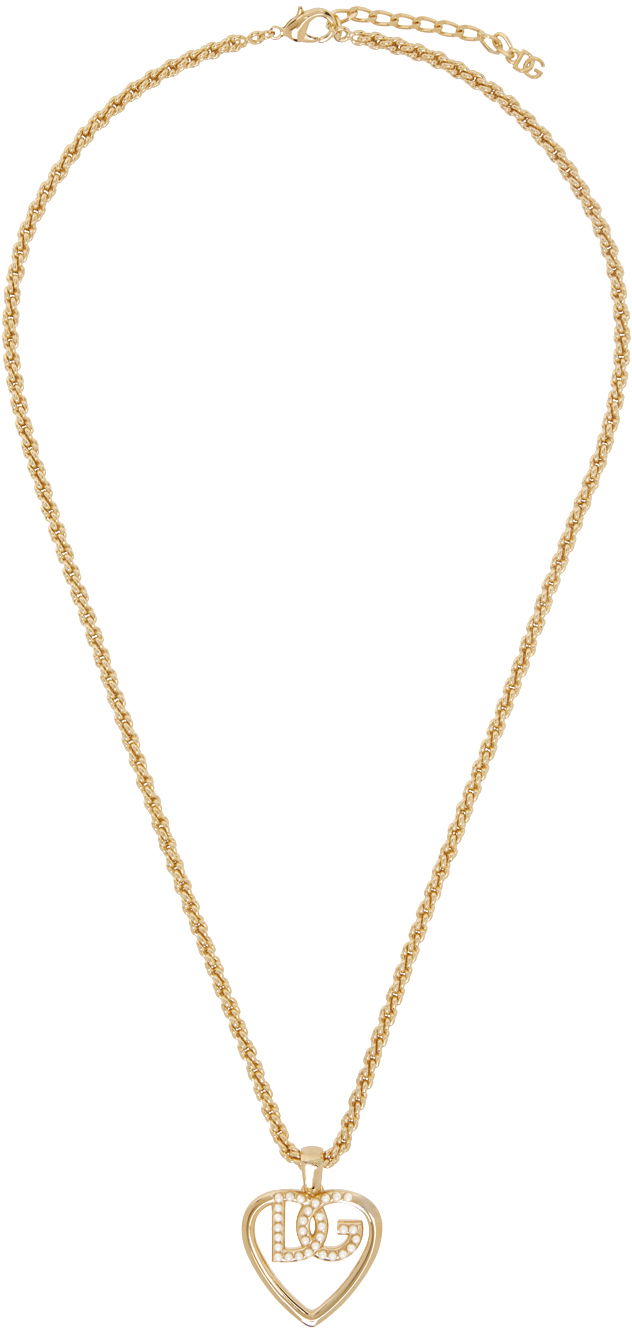 Ogrlica Dolce & Gabbana Dolce&Gabbana Heart 'DG' Pendant Necklace Metalik | WNQ6L4 W1111