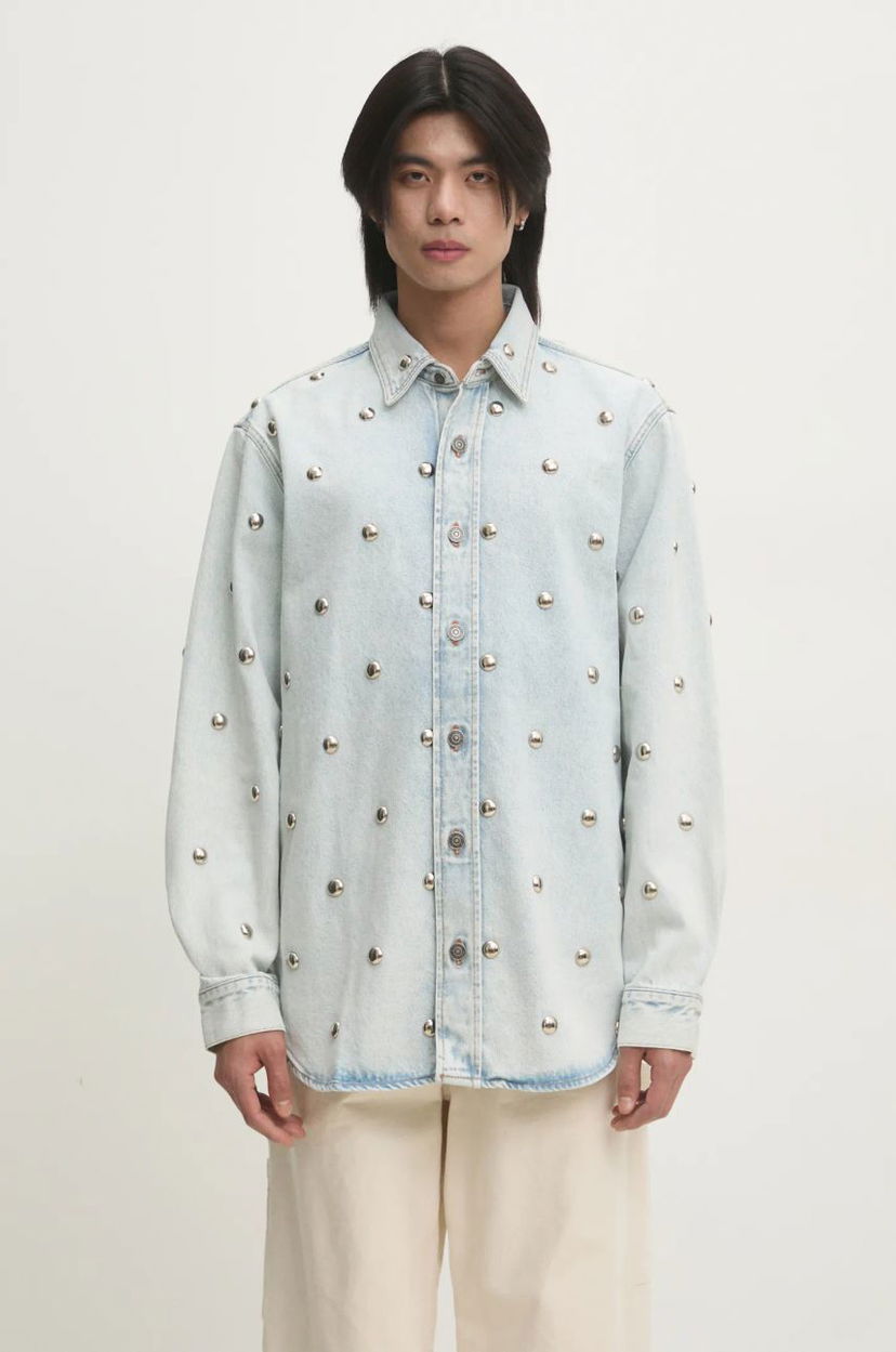 Košulja Fiorucci Fiorucci Relaxed Studded Denim Shirt Plava | U01FMDSI074DN01DN08