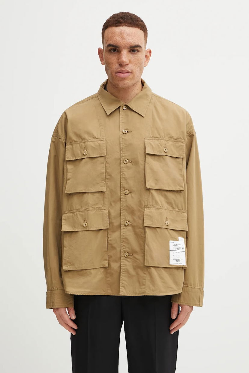 Košulja Neighborhood NEIGHBORHOOD Utility Long Sleeve Shirt with Classic Collar, Regular Fit, Cotton Bež | 252AQNH.SHM04