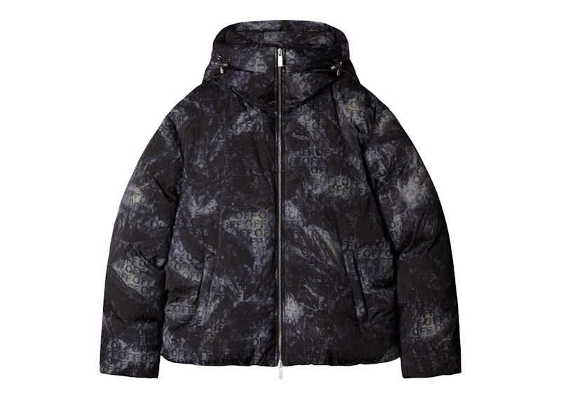 Pernata jakna Off-White Logo-Jacquard Puffer Jacket Crna | OMEJ003F23FAB0011000