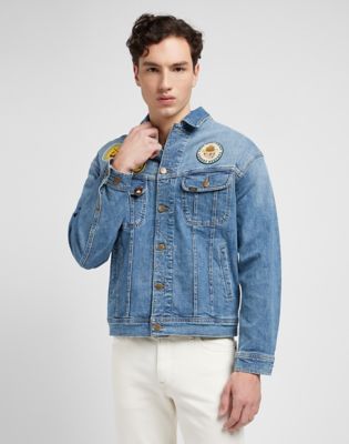 Jakna Lee Relaxed Fit Denim Jacket With Patches Plava | 112350102