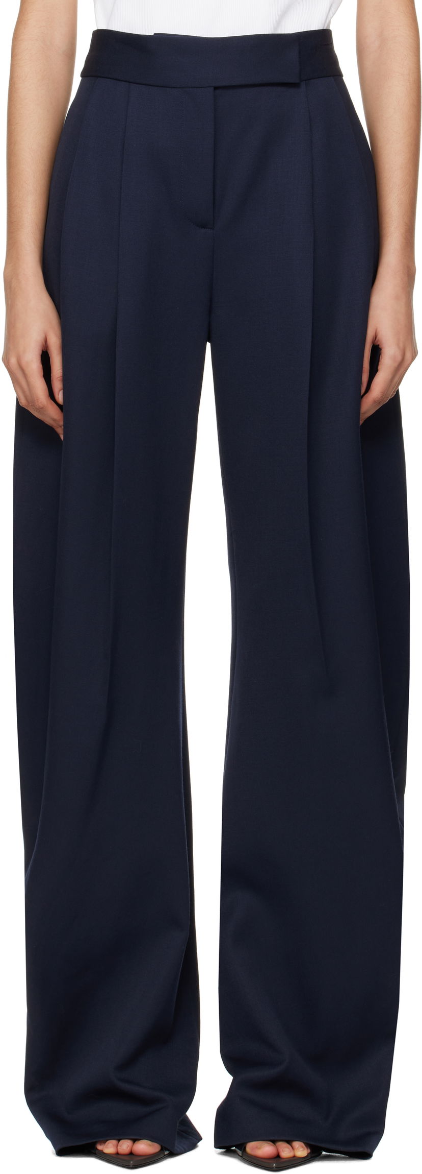 Hlače The Attico Attico Long Pleated Trousers Tamnoplava | 250WCP00102 WWW046AA