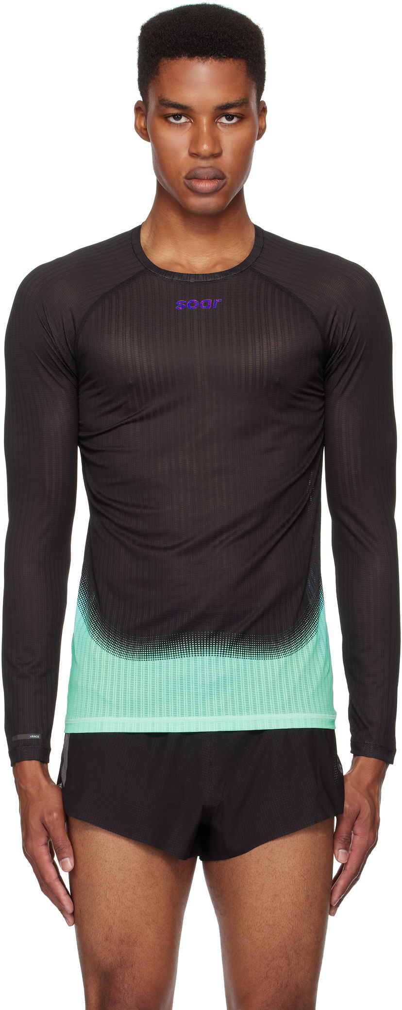 Majica kratkih rukava Soar Running Soar Running Race Base Layer T-Shirt Crna | SBL2M-BLK/BLU