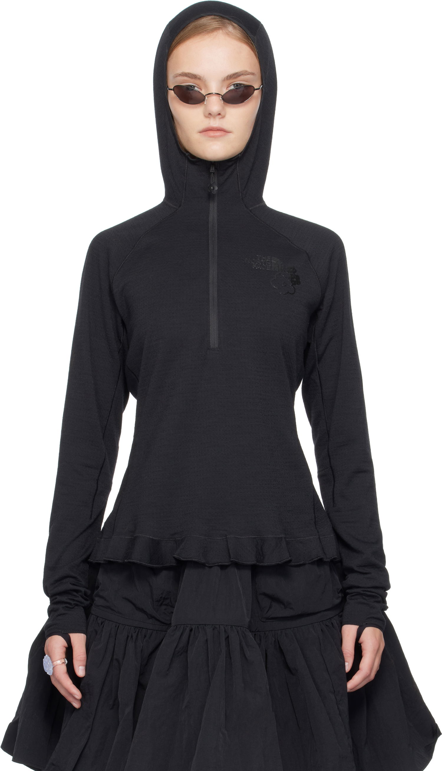 Dukserice Cecilie Bahnsen Cecilie Bahnsen The North Face Edition Dotknit Wool Baselayer Hoodie Crna | NF0A8FAHJK3, 0
