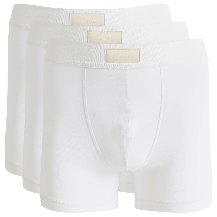 Bokserice SKIMS SKIMS Men's 3" Cotton Boxer Briefs - 3-Pack Bijela | BO-BBR-5634M-CH