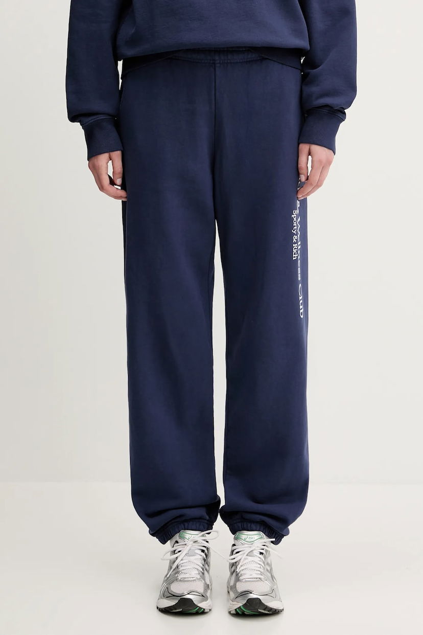 Trenirka Sporty & Rich Sporty & Rich H&W Crest Printed Sweatpants Tamnoplava | PA036612241BL106