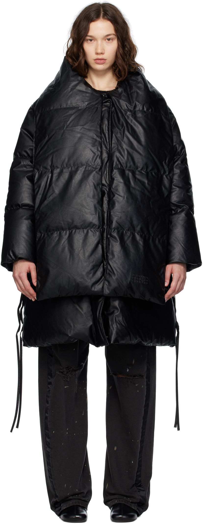 Pernata jakna Maison Margiela MM6 Maison Margiela Faux-Leather Puffer Jacket Crna | S52AA0193 S53057