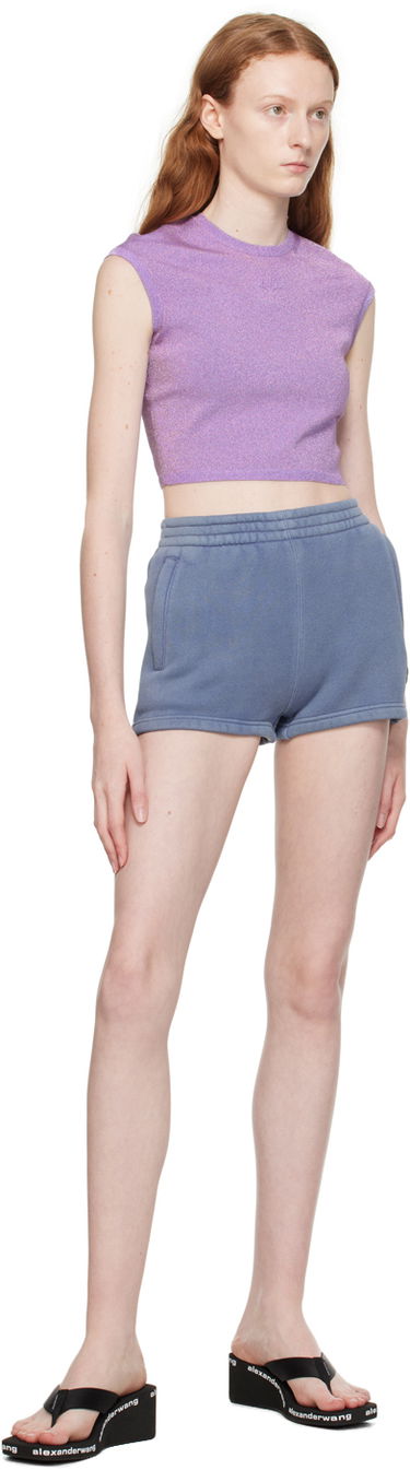 Majica kratkih rukava Alexander Wang Purple Cropped T-Shirt Ljubičasta | 4KC3231018, 3