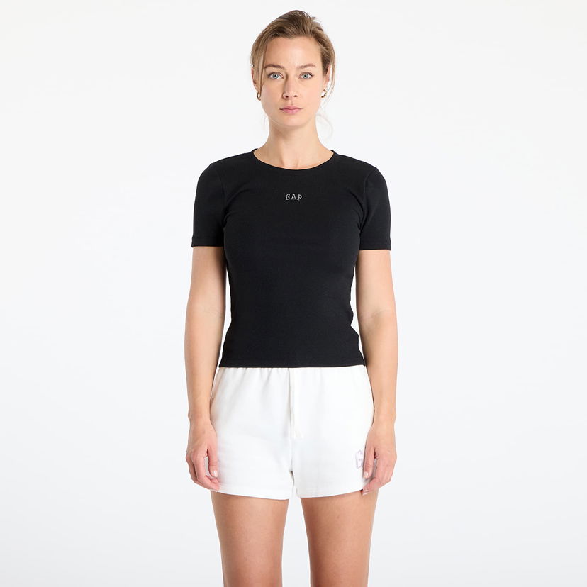 Majica kratkih rukava GAP Ribbed Short Sleeve T-Shirt Crna | 637782-00