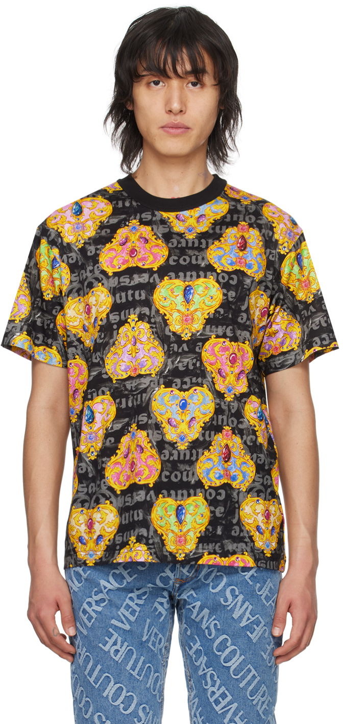 Majica kratkih rukava Versace Jeans Couture Printed T-Shirt Crna | E76GAH6R0_EJS338