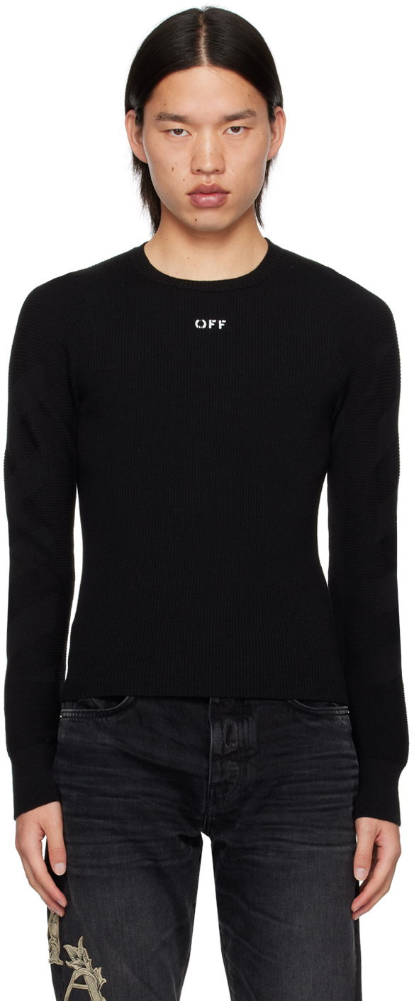 Džemper Off-White Black Diags Sweater Crna | OMHE171C99KNI0041010
