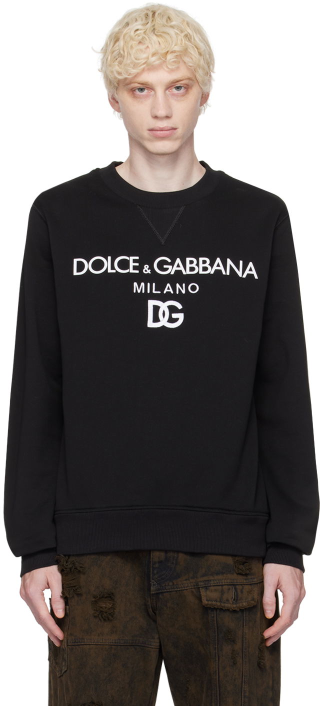 Dukserice Dolce & Gabbana Black Embroidered Sweatshirt Crna | G9ACGZFU7DU