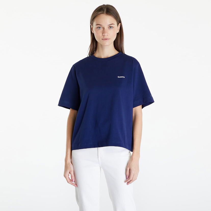 Majica kratkih rukava Queens Essential T-Shirt With Contrast Print Blue Tamnoplava | QNS_019