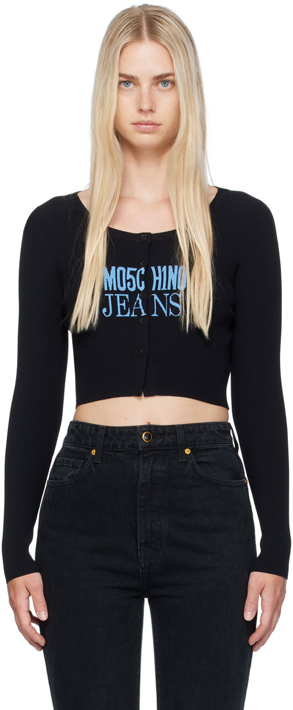 Džemper Moschino Jeans Ribbed Knit Cardigan Crna | 242K10927