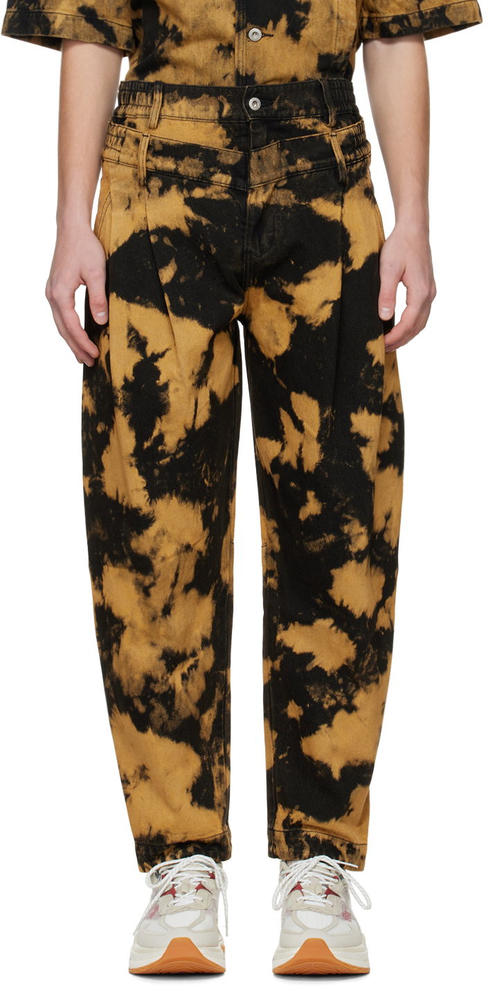 Hlače Feng Chen Wang Feng Chen Wang Tie-Dye Pleated Jeans Smeđa | FUF14TR05