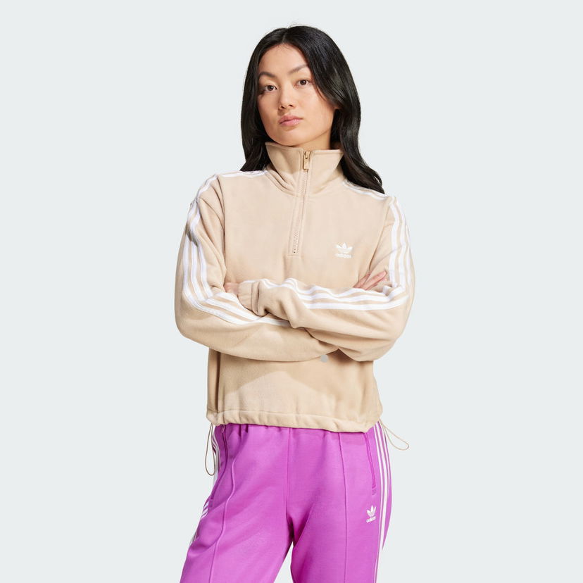 Dukserice adidas Performance Fleece Half Zip Loose Sweatshirt Bež | IY7267