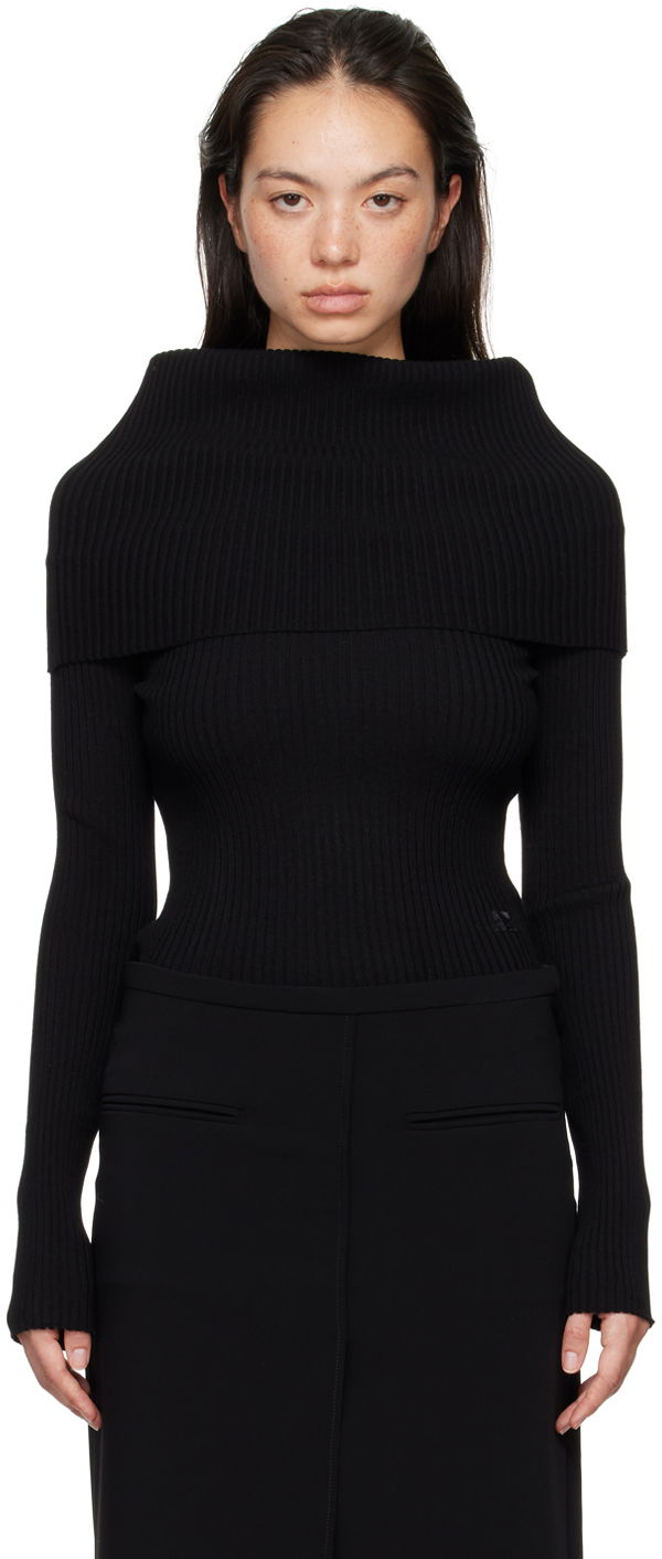 Džemper Courrèges Courrèges Women's Fitted Off Shoulder Sweater Crna | 324MPU189FI0001