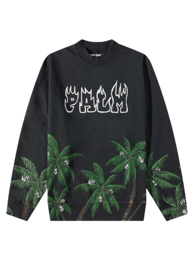 Dukserice Palm Angels Palms & Skulls Vintage Crew Sweat Crna | PMBA065S23FLE0061055